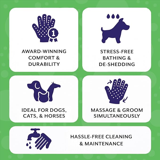 H HANDSON Pet Grooming Gloves - Patented #1 Ranked, Award Winning Shedding, Bathing, & Hair Remover Gloves - Gentle Brush for Cats, Dogs, and Horses (Grey, Large)
