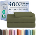400 Thread Count Cotton Sheet Set - Twin Size 100% Cotton Sheets - Easily Fits 8" to 16" Mattress - Silky-Soft, Wrinkle Free, Breathable & Comfy - Deep Pockets & Hotel Quality Bedding Set - Sage Green