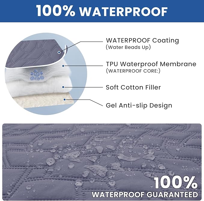 CYCMACO Waterproof Couch Covers for Pets, Waterproof Dog Bed Cover, Anti-Slip Soft Dog Blankets, Couch Cover for Dogs Washable, Pet Blanket for Puppy Large Dogs Cat (30x70 Inch, Grey Blue)
