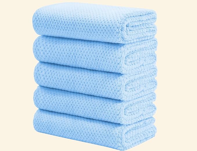 Wuwahold Microfiber Hair Towels, Waffle Hair Towel Set, Super Soft Highly Absorbent, Sturdy Quick Drying Turbans for Long, Thick, Curly Hair (5 Pack, 40" x 20")
