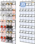 Windyun 2 Pcs 70 Large over The Door Shoe Organizer Hanging Shoe Rack for Closet Holder White Mesh Pockets Back to School Behind Door Hanger Storage Nonslip for Home Room School Dorm, Each 35 Pockets