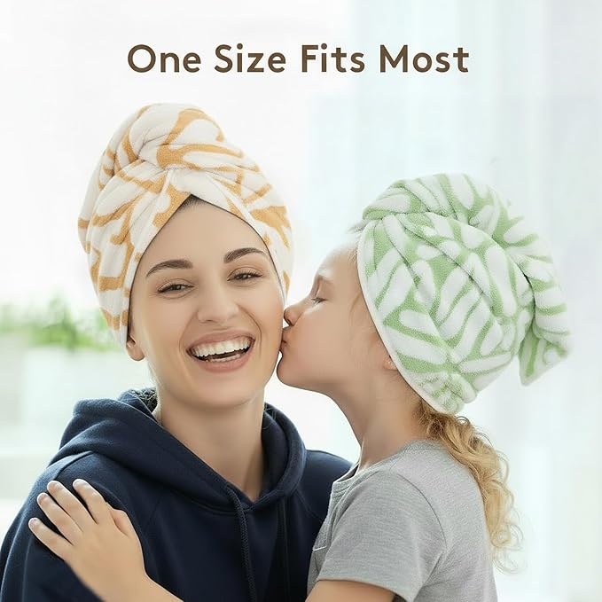 YHPDYL 2-Pack Microfiber Hair dring Towel | 50% Faster Drying, Ultra Absorbent & Frizz Control | for Long/Curly Hair | 16 * 26" Large Size | Travel Gym Home Use(Yellow,Green)
