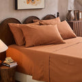 100% Linen Sheet Set Cal King Size Extra Deep Pocket Fits 18-24 Inch Mattress, Breathable & Soft, Smooth 6-Piece Set for Thick Mattresses Hotel Luxury Bedding（Cal King, Brown）