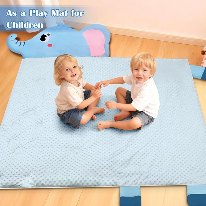 Toddler Nap Mat,Elephant Kids Sleeping Bag 67‘’×27‘’,Extra Large Slumber Bag Thick with Removable Pillow for Girls Boys,Soft Plush Roll Up Sleeping Mat Lightweight for Preschool,Daycare,Travel