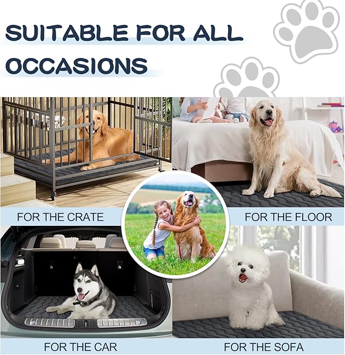 Bubble bear Dog Crate Mat - Upgraded Thick, Ultra Soft, Washable & Anti-Slip Kennel Pad for Small/Medium/Large Dogs, Dark-Hued to Hide Stains (36"x23")