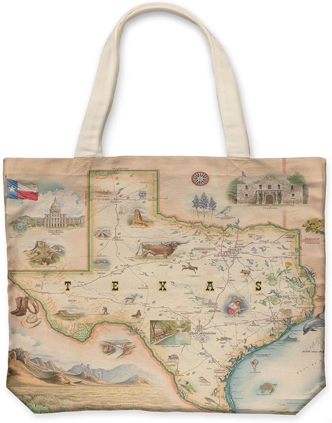 Xplorer Maps Canvas Tote Bag with Handles, Cloth Grocery Shopping Bag, Reusable & Eco-friendly Bag, 100% Cotton, Washable