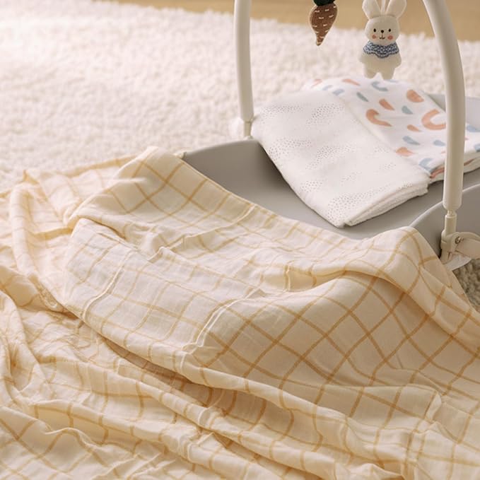 HECCEI Soft Large Swaddle Blankets - 3-Pack 70% Bamboo 30% Cotton Muslin Swaddle Blanket, Large Breathable Receiving Blankets for Newborn, Boys and Girls Swaddles, Registry & Gift, 47 x 47 inches