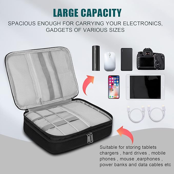 XINGXINRONG Electronic Organizer Travel Universal Cable Organizer Electronics Accessories Bag for Cable, Charger, Phone, USB, SD Card,1Pack