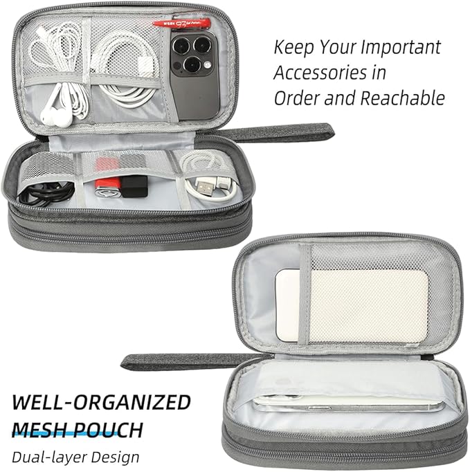 CAAORDKSO Travel Cord Organizer Electronics Organizer Travel Case, Travel Cable Organizer Bag Waterproof Portable Accessories Case for Cable, Charger, Phone, Power Bank, Earphone (Dark Gray, Large)