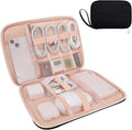 Electronics Organizer Travel Case, Charger Bag Cord Organizer Travel, Compact Tech Pouch Cable Organizer Bag for Charger, Cords, Phone, Headphones, Flash Drive, SD Card (Black, Large-Single Layer)
