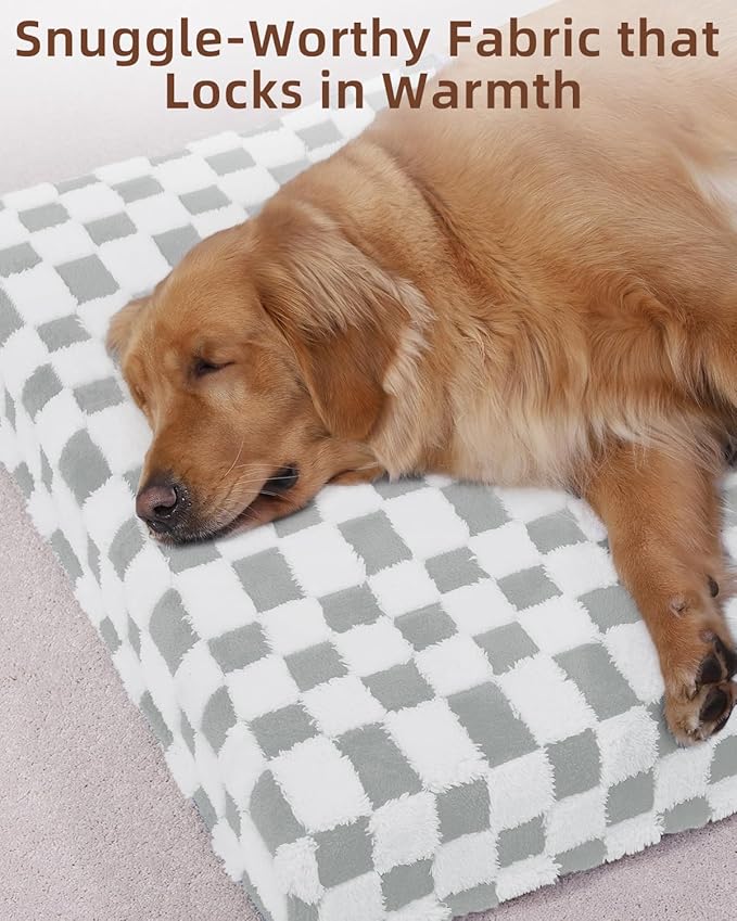 KSIIA Memory Foam Dog Bed Waterproof Large Dog Bed Orthopedic Crate Pad Supportive Crate Pads Soft Pet Mat for Large Pet Mats with Removable Washable Cover & Non-Slip Bottom, 44 x 32 Inch, Grey