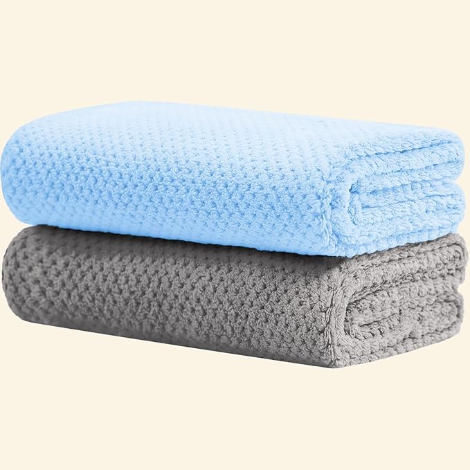 Wuwahold Microfiber Hair Towels, Waffle Hair Towel Set, Super Soft Highly Absorbent, Sturdy Quick Drying Turbans for Long, Thick, Curly Hair (2 Pack, 40" x 20")