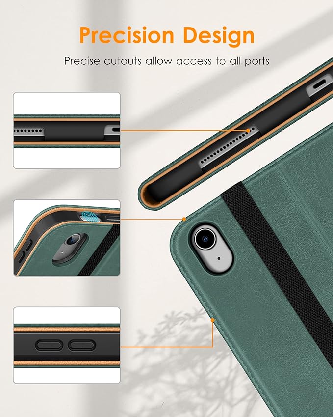 DTTO for iPad (A16) 11th Generation Case 11 Inch 2025, iPad 10th Generation Case 10.9 Inch 2022, Premium Leather Business Folio Stand Cover with Pencil Holder - Auto Wake/Sleep, Midnight Green