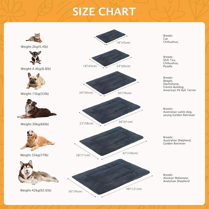 Vetasac Reversible Dog Bed Mat with Plush and Corn Velvet,Soft Warm Pet Cushion, Dual Purpose Washable Sleeping Mattress Bed for Small Medium Large Dog and Cat XB004 (36"x23", Dark Grey)