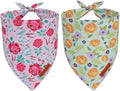 ADOGGYGO Floral Dog Bandana, Red Yellow Rose Pet Scarf, Adjustable Fit Flower Bandanas for Small Dogs Pets (Small)