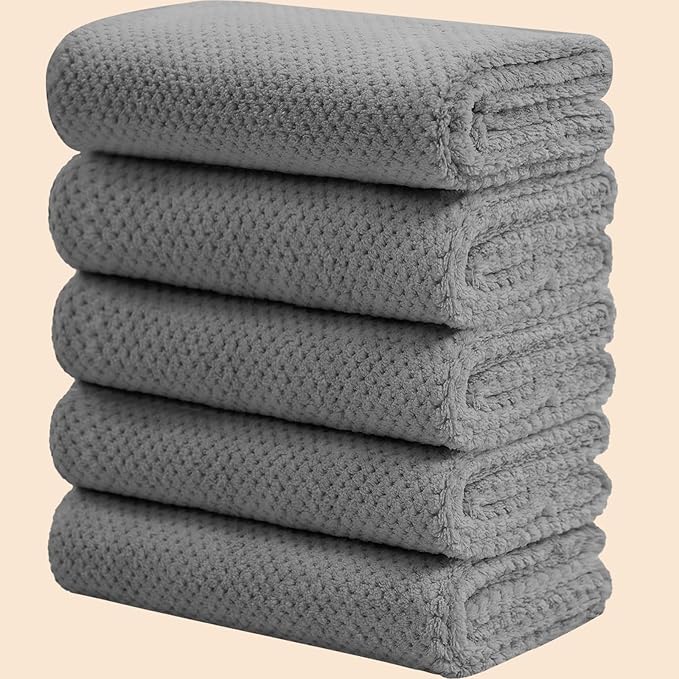 Wuwahold Microfiber Hair Towels, Waffle Hair Towel Set, Super Soft Highly Absorbent, Sturdy Quick Drying Turbans for Long, Thick, Curly Hair (5 Pack, 40" x 20")