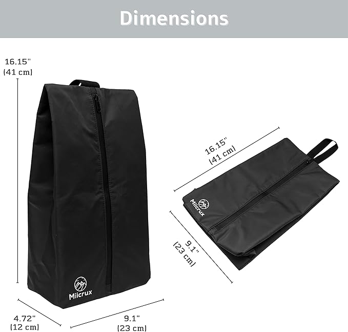 Miicrux Travel Shoe Bag, Odor Absorbing Bag, Water Resistant, Shoe Storage, Organizer Shoe Pouch with Zipper for Men and Women