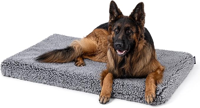 PELZIN Stoutwool 4" Indestructible Dog Bed - Orthopedic Chew Proof Dog Crate Pad - Fluffy Kennel Mat for Aggressive Chewers - Ideal for Extra Large Breeds & Fits 48-Inch Crate - 47"x29", Charcoal