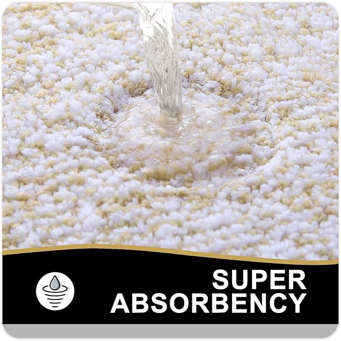 OLANLY Bathroom Rugs 24x16, Extra Soft and Absorbent Microfiber Bath Mat, Non-Slip, Machine Washable, Quick Dry Shaggy Bath Carpet, Suitable for Bathroom Floor, Tub, Shower (Small, Beige)