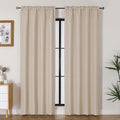 Lecloud Bessie Light Filtering Curtains 84 Inches Long 2 Panels for Bedroom, Faux Linen Textured Curtain Drapes, Breathable Farmhouse Curtains for Living Room French Window, Each 40 W x 84 L, Linen