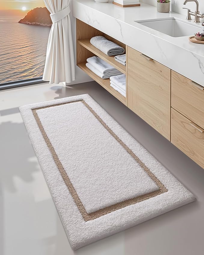 Color&Geometry Bathroom Rugs, Water Absorbent and Quick Dry Microfiber Bath Rugs-24"x43", Non-Slip, Machine Washable, Extra Soft Plush Bath Mats for Bathroom, Laundry Room, Shower and Tub