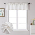 Lecloud Bessie Valance for Windows 14 Inch Length 2 Pcs, Light Filtering Faux Linen Cafe Kitchen Window Curtains with Rod Pocket, Curtains for Bedroom Bathroom, Each 30 W x 14 L, Natural