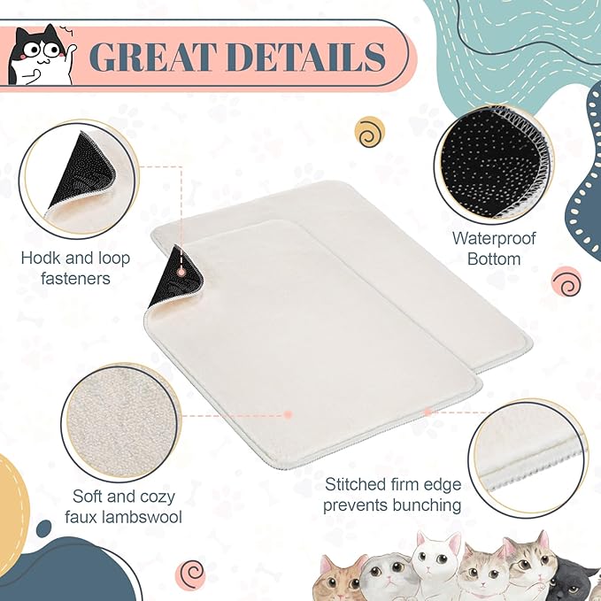 Drydiet 4 Pcs Pet Carrier Pad Travel Pet Reversible Dog Mat Replacement Liners for Travel Dog Bed Pad Washable Plush Double Sided Bed Mat for Cat Kennel Crate(Beige,17 x 11 Inch)