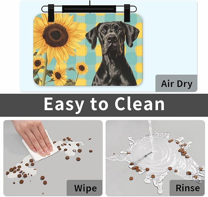 Great Dane Food Mat for Floors Waterproof,Quick Dry Anti-Slip Dog Bowl Mats for Food and Water,Pet Feeding Mats,Pet Placemat for Messy Drinkers to Protect Floors,Pets Supplies 17.72×11.81in