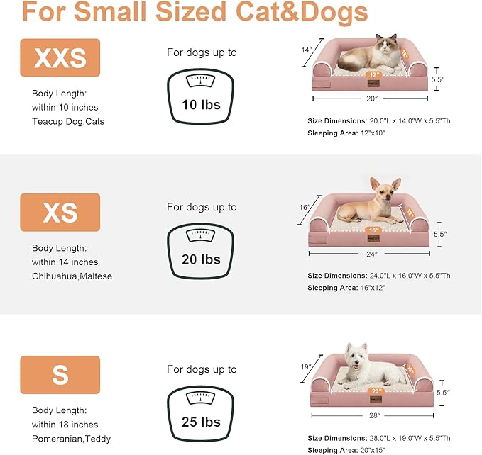 Medium Dog Bed Orthopedic Washable: Beds Bolster Medium Sized Dogs Bed Egg Crate Foam Couch Sofa Waterproof with Removable Cover - Pink
