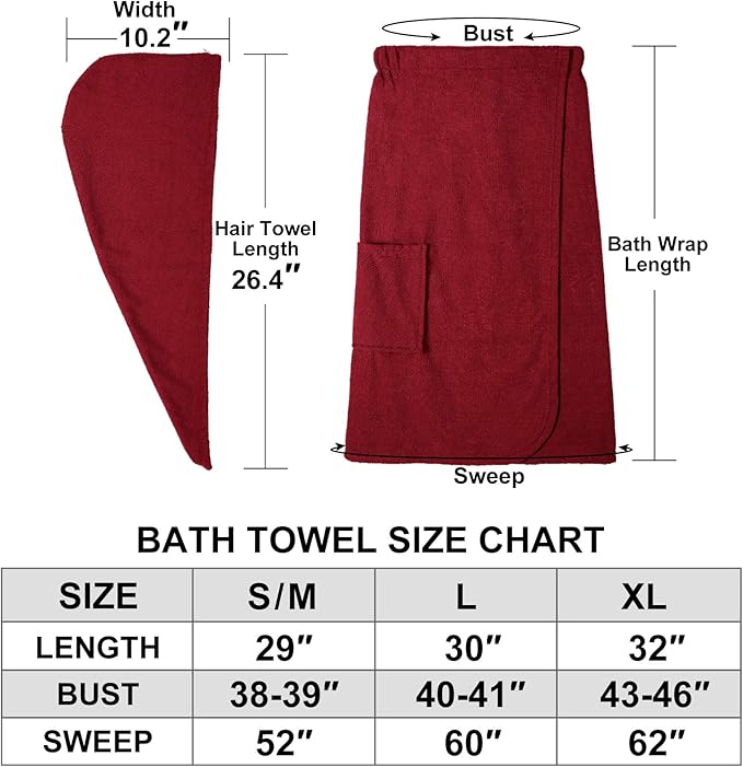 Orrpally Women Shower Wrap Robe Bath Wrap Towel Spa Body Wrap Adjustable Closure Bathrobe