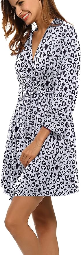 HOTOUCH Womens Robe Lightweight Short Knit Bathrobe Soft Ladies Sleepwear with Pockets