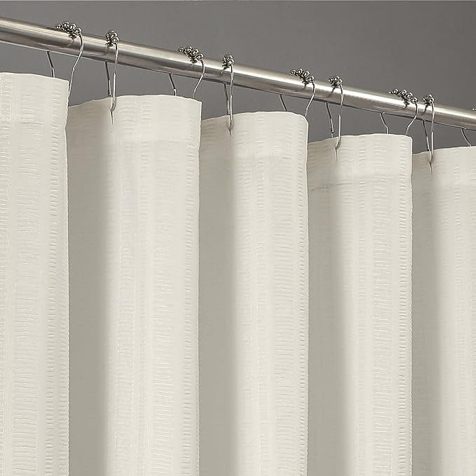 Aiyufeng Cream Shower Curtain, Embossed Textured Fabric Shower Curtain for Bathroom - Soft Cloth & Hotel Spa Luxury, Water Repellent, Machine Washable, 72X72, Cream