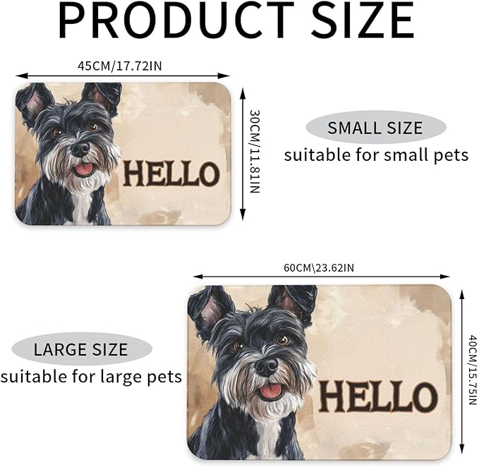Schnauzer Food Mat for Floors Waterproof,Quick Dry Anti-Slip Dog Bowl Mats for Food and Water,Pet Feeding Mats,Pet Placemat for Messy Drinkers to Protect Floors,Pets Supplies 17.72×11.81in