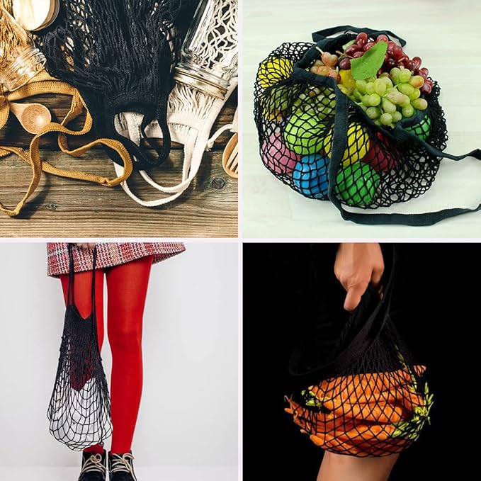 DRWSSR 2pcs Fashion Storage Mesh Bag Reusable Fruit Mesh Bag Shopping Mesh Bag Pure Cotton Portable Mesh Bag Shopping Bag