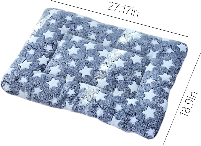 Self Warming Pet Pad, Heated Cat Bed for Indoor Cats & Small Dogs, Energy-Free Thermal Plush Pad with Gray Star Pattern, Orthopedic Soft Cushion for Arthritis, Winter Warm Bed (27.17x18.9 Inch)