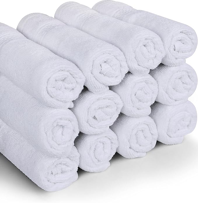 Utopia Towels 12 Pack Premium Wash Cloths Set, 12 by 12 Inches, 100% Cotton Ring Spun, Highly Absorbent and Soft Feel Essential Washcloths for Bathroom, Spa, Gym, and Face, White