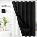 Craidlela 3 in 1 Shower Curtain Set, Black Waffle Shower Curtain and PEVA Liner Set with 12 Stainless Steel Shower Curtain Hooks, Waterproof Fabric Shower Curtains for Bathroom, 72 W x 72 H
