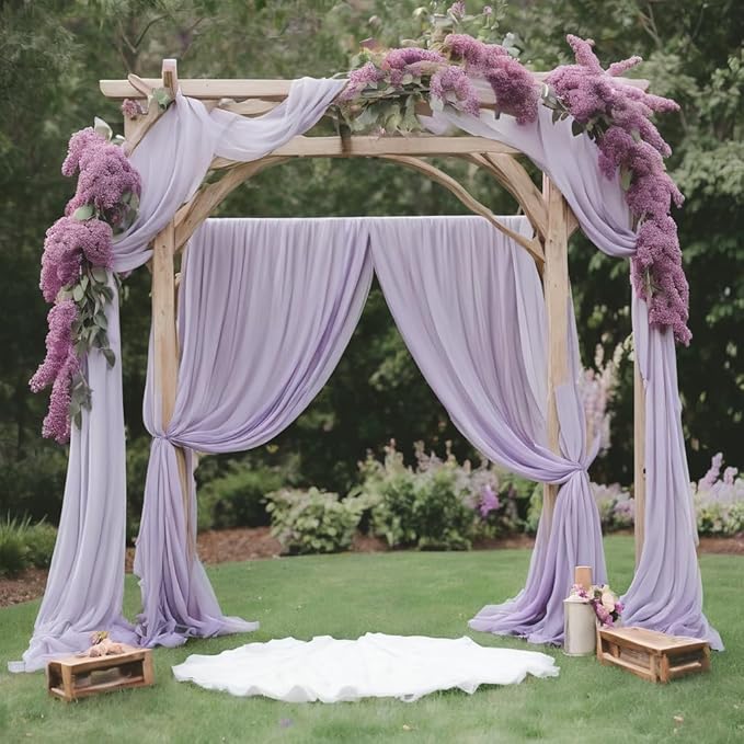 Barcelonetta | Chiffon Fabric | Decoration, Drapery Fabric | Wedding, Gender Reveal, Baby Shower, Birthday | for Arbor, Arch, Canopy, Table and Chair Decoration (Lilac, 10 Yards)