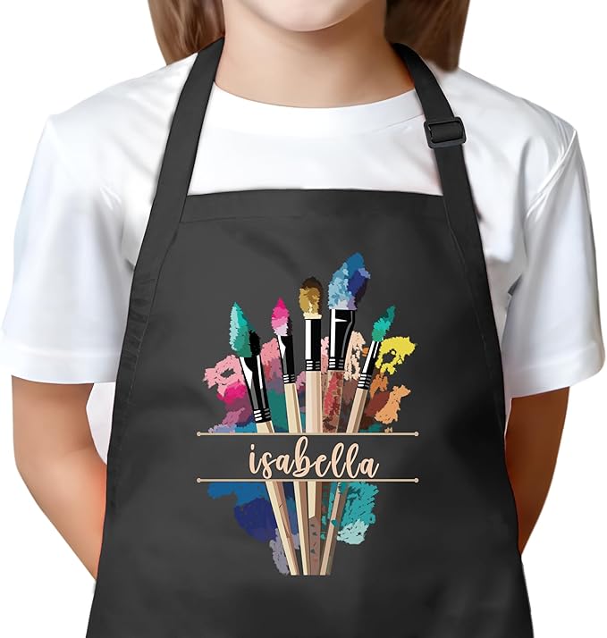 Personalized Kids Apron for Painting with Custom Name - Custom Artist Apron for Painting, Craft - Gift for Boys & Girls 3-13