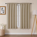 Lecloud Bessie Camel Curtains 63 Inch Length 2 Panels, Breathable Light Filtering Faux Linen Bedroom Curtains, Rod Pocket Curtain Panels for Living Room, Each 40 W x 63 L
