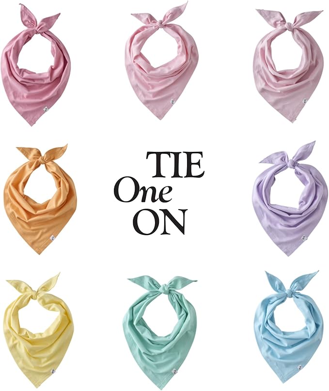 Pet Passion Bandit - The PET Bandana, 8 Pack 100% Organic Cotton Pet Bandanas Clothes for Small, Medium, Large Dogs, Rainbow Pink, Medium/X-Large