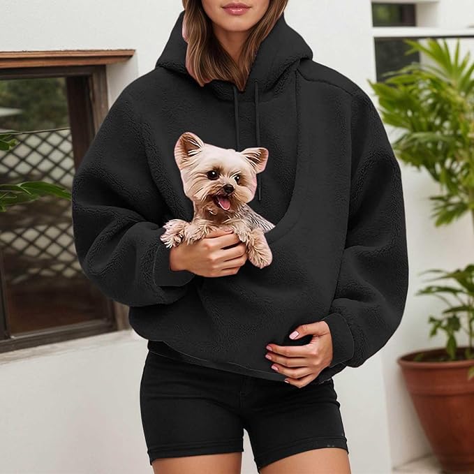 LBECLEY Hoodie with Dog Pouch Oversized Pet Hoodies Carrier Large Pocket Hooded Sweatshirt for Puppy Kitten Dogs Holder