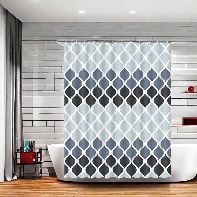 Textured Clarisse RV Shower Curtain by Creative Home Ideas - Modern Bathroom Waterproof Fabric, Machine Washable, 47 x 64 Inches