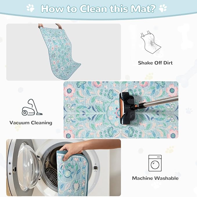 Lahome Washable Reusable Pee Pads for Dogs - Blue Botanical Floral 2 Pack Puppy Pads, Super Absorbent & Waterproof Dog Training Mats for Potty & Crate - Leakproof with Non-Slip Backing (36"x36")
