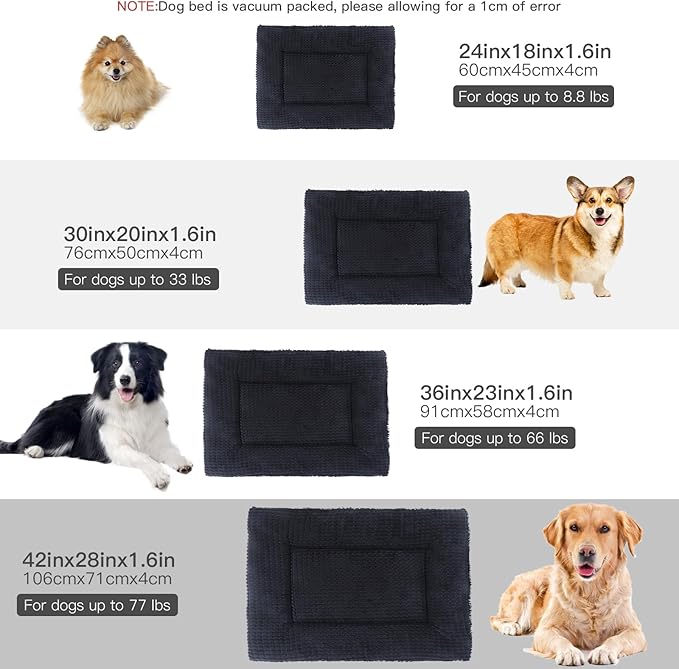 BVAGSS Reversible Dog Crate Pad, Memory Foam Pet Bed Mat, Soft Warm Machine Washable Sleeping Kennel Mattress for Small Medium Dogs XH079 (30''x20''x1.6'',Dark Grey)