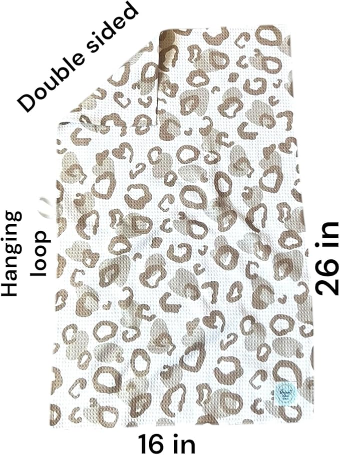 Desert Aqua || 2 Pack Double Sided || Waffle Weave Microfiber || Tea Towels || Highly Absorbent || Hanging Loop || Dish Cloths || Modern || Designer Prints || Double Sided || Cheetah & Stripes