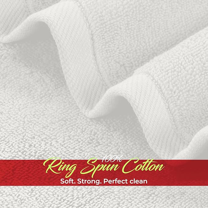 RIVERSIDE 12 Pack Washcloths - 12x12 Inches, 500 GSM, 100% Ring-Spun Cotton - Soft, Absorbent & Durable Face and Body Towels - for Bathroom, Spa, Gym, Makeup Removal & Everyday Use - White