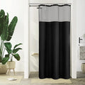 Gibelle Small Stall Shower Curtain 36 x 72, Narrow Half Waffle Weave Fabric Shower Curtain with Mesh Top Window and Hooks Set, Hotel Style Bathroom Design, Black