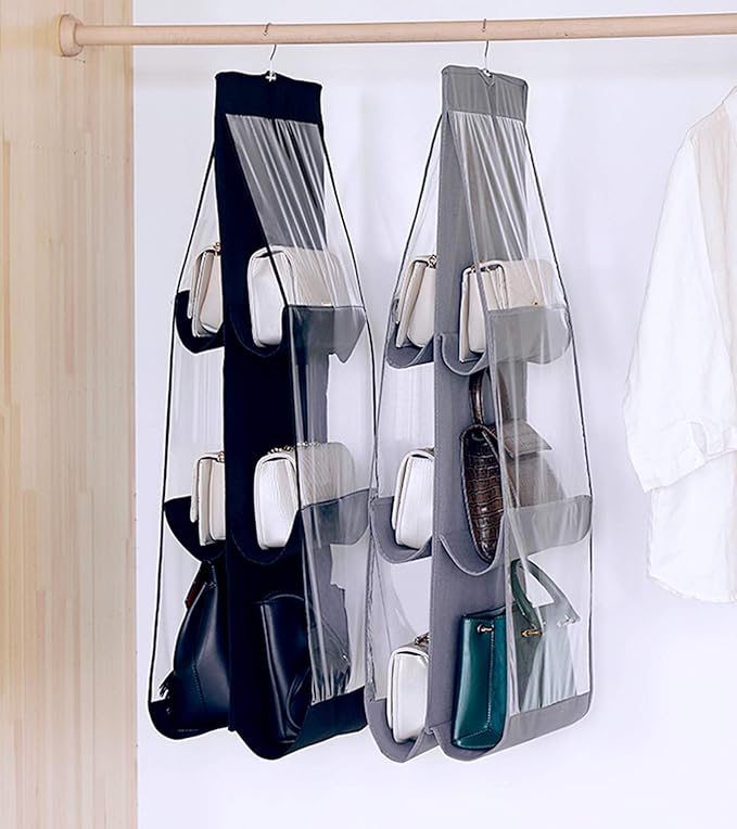 ST-BEST-P Handbag Storage Hanging Purse Organizer Bedroom Organization Dust-Proof Holder Bag for Wardrobe Closet (Grey-2Pack)