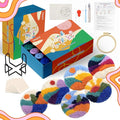 yuegool 6PCS Landscapes Punch Needle Coasters Kit,Easy DIY Punch Needle Embroidery Kit for Beginners & Adults Including Patterns, Tools, Yarns, Hoop, Instruction, Coaster Holder Art Craft Supplies